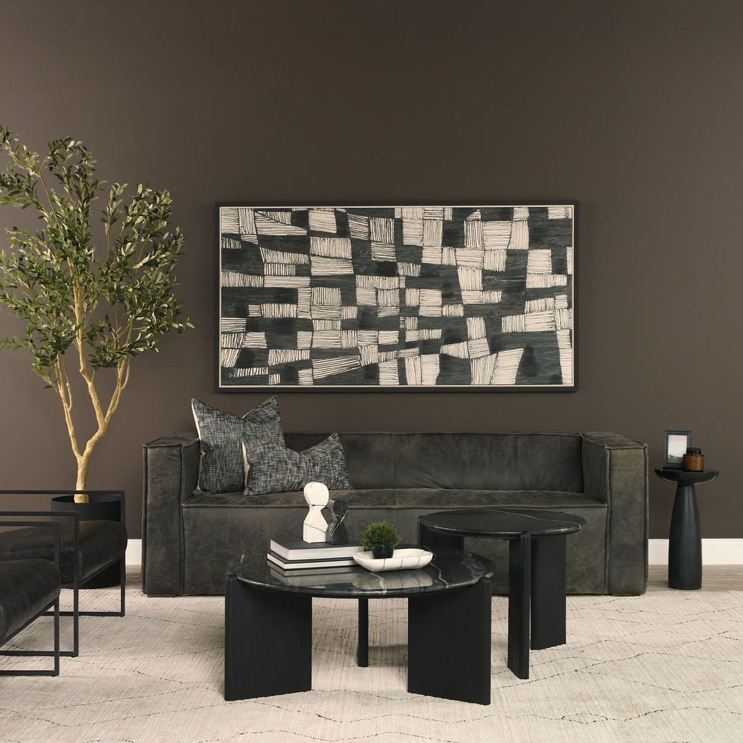 Rumer Black Wood w/ Black Marble Coffee Table