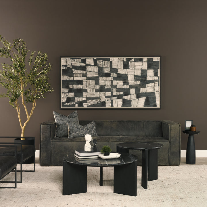 Rumer Black Wood w/ Black Marble Coffee Table