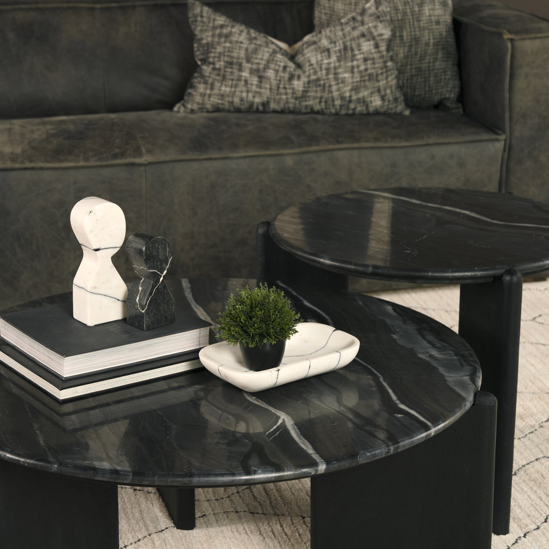 Rumer Black Wood w/ Black Marble Coffee Table