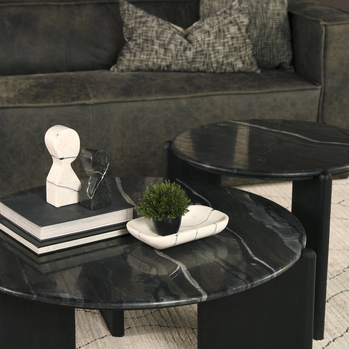 Rumer Black Wood w/ Black Marble Coffee Table