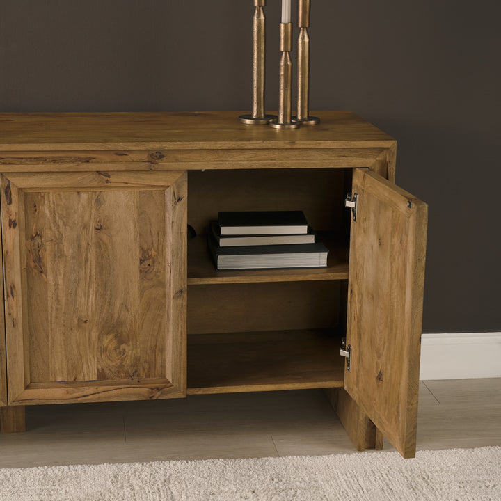 Notts Brown Wood 4-Door Closed Sideboard