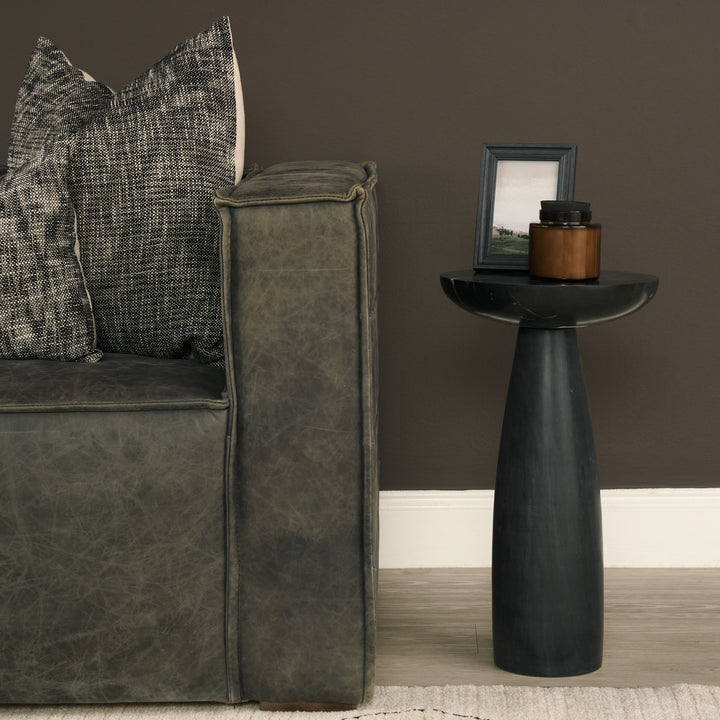 Bellancia Nero Black Marquina Marble Pedestal Side Table