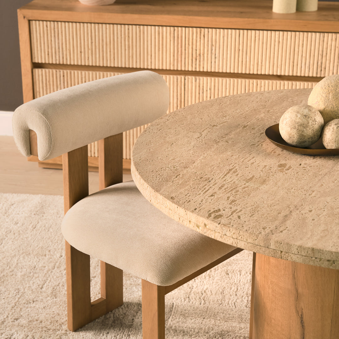 Siena 42" Round Travertine Pedestal Dining Table