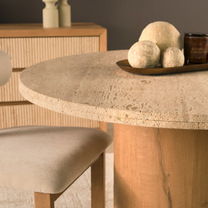 Siena 42" Round Travertine Pedestal Dining Table