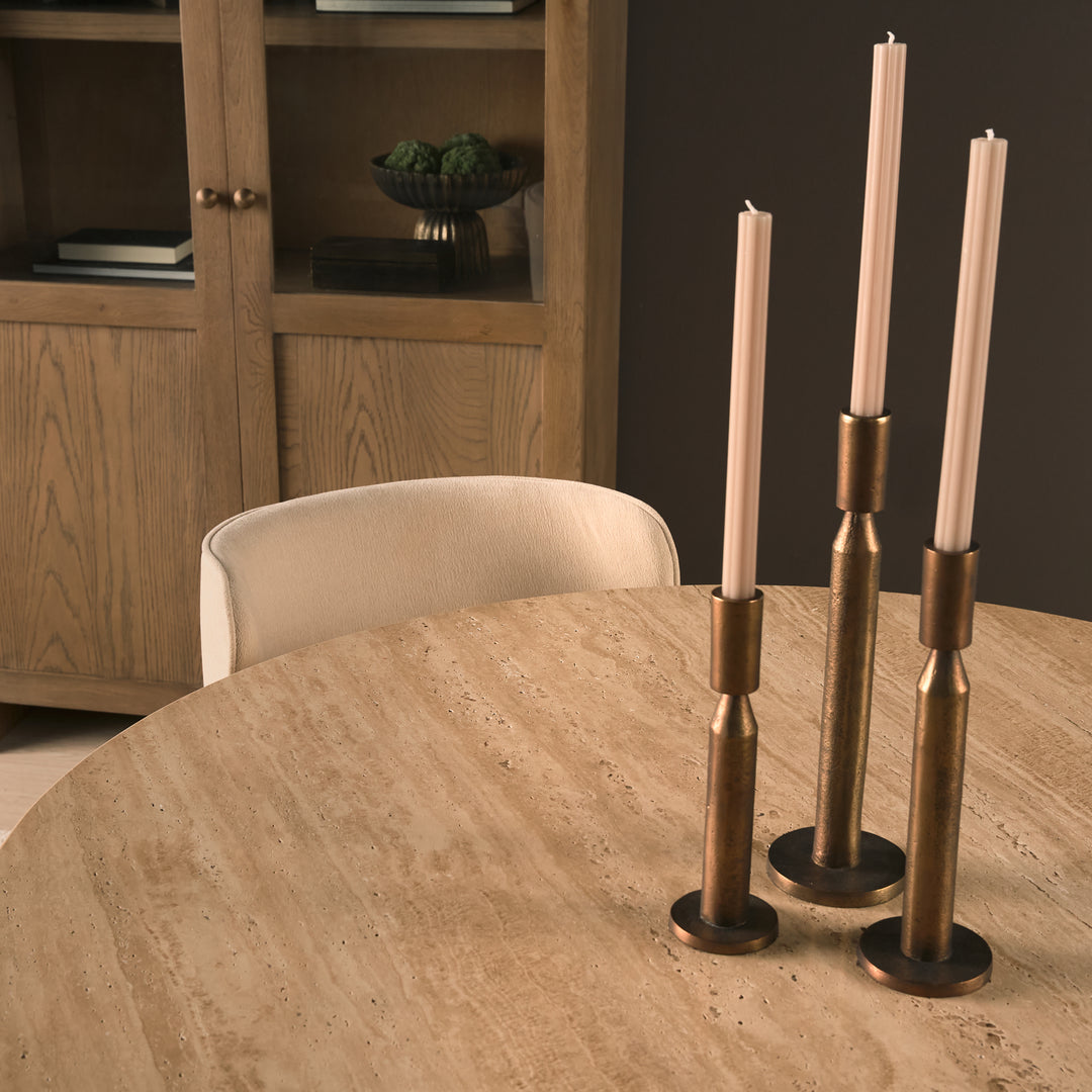 Torreno 42" Travertine Round Top Hexagon Pedestal Dining Table