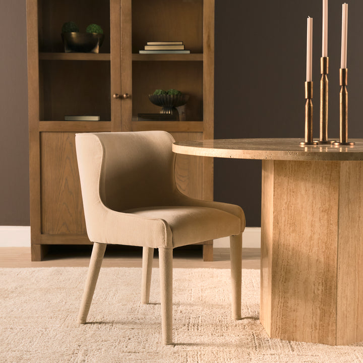 Torreno 42" Travertine Round Top Hexagon Pedestal Dining Table