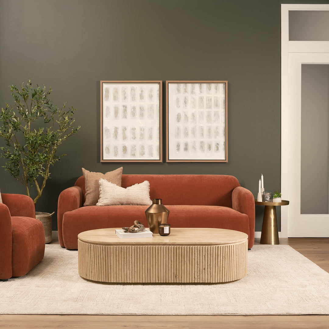 Saga Stonewashed Rust Chenille Fabric 3 Seater Sofa