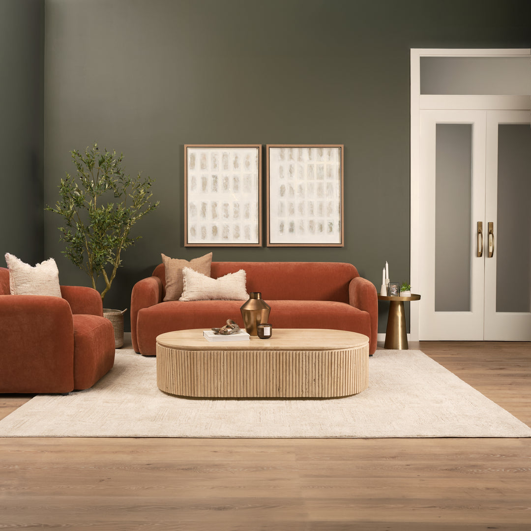 Saga Stonewashed Rust Chenille Fabric Upholstered Chair