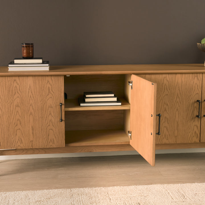 Hollis Warm Brown Wood 4-Door Closed Sideboard