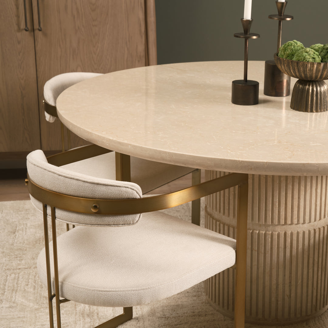Sorrano 59" Botticino Marble Round w/ Fluted Base Dining Table