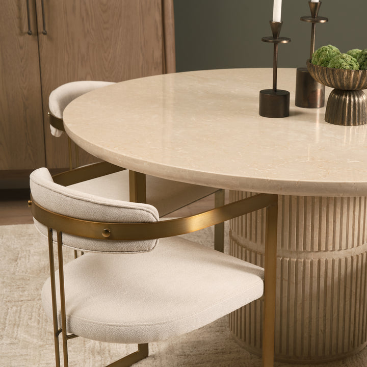 Sorrano 59" Botticino Marble Round w/ Fluted Base Dining Table