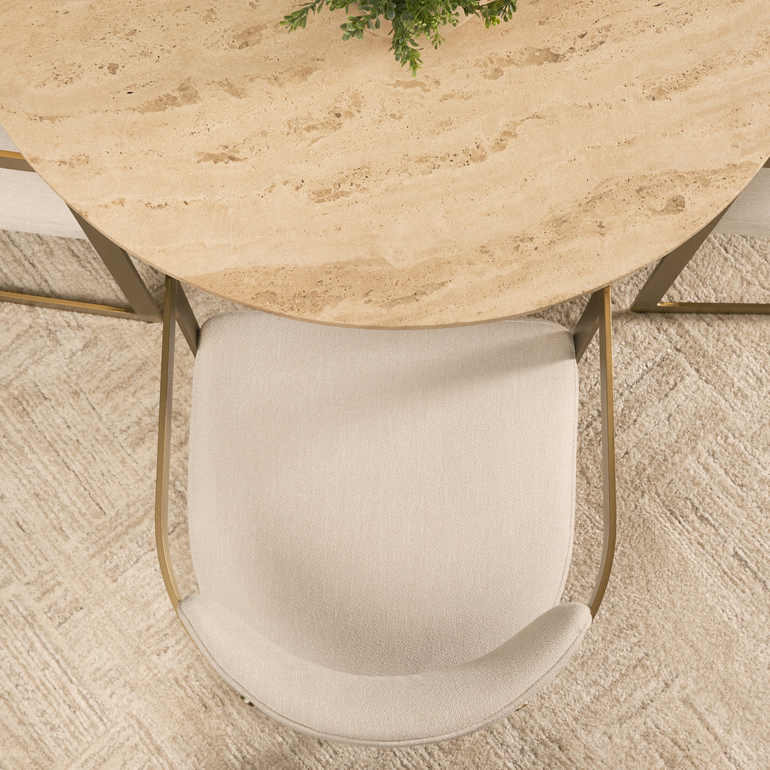 Allyson 42" Light Wood Base w/ Travertine Top Dining Table