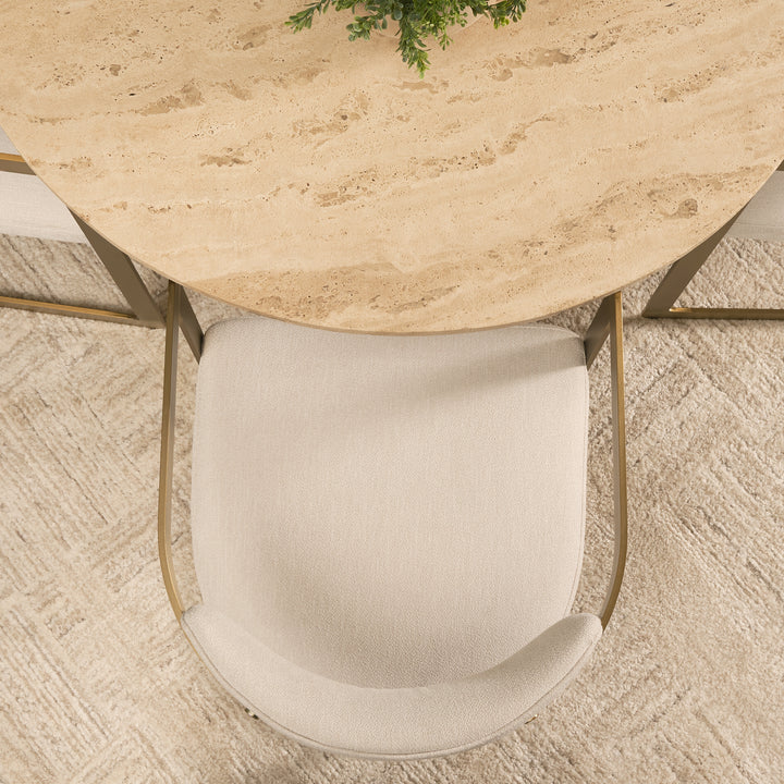 Allyson 42" Light Wood Base w/ Travertine Top Dining Table