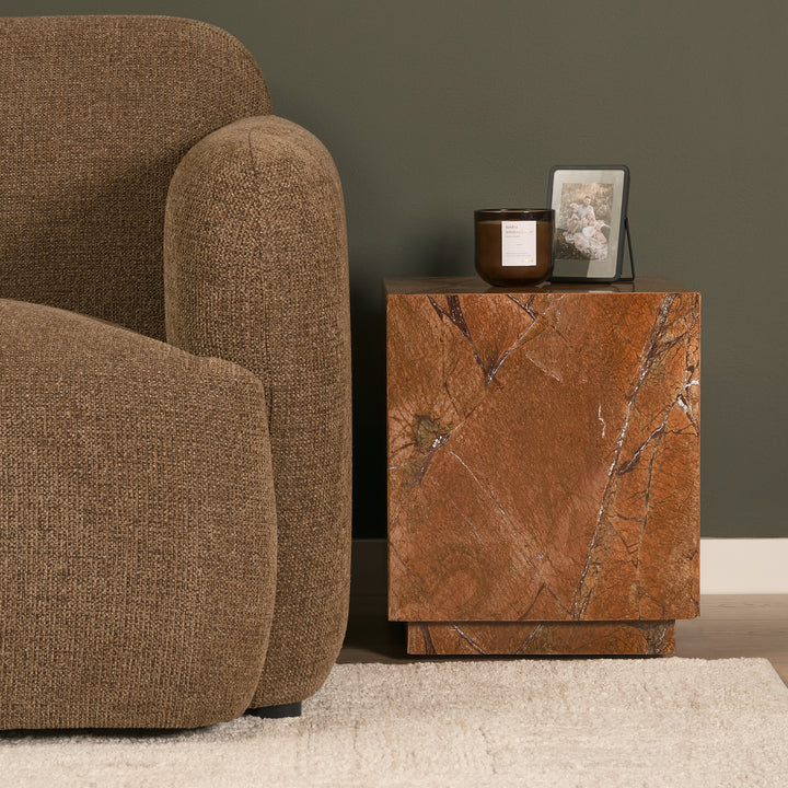 Matteo Solid Rainforest Rust Marble Square Side Table
