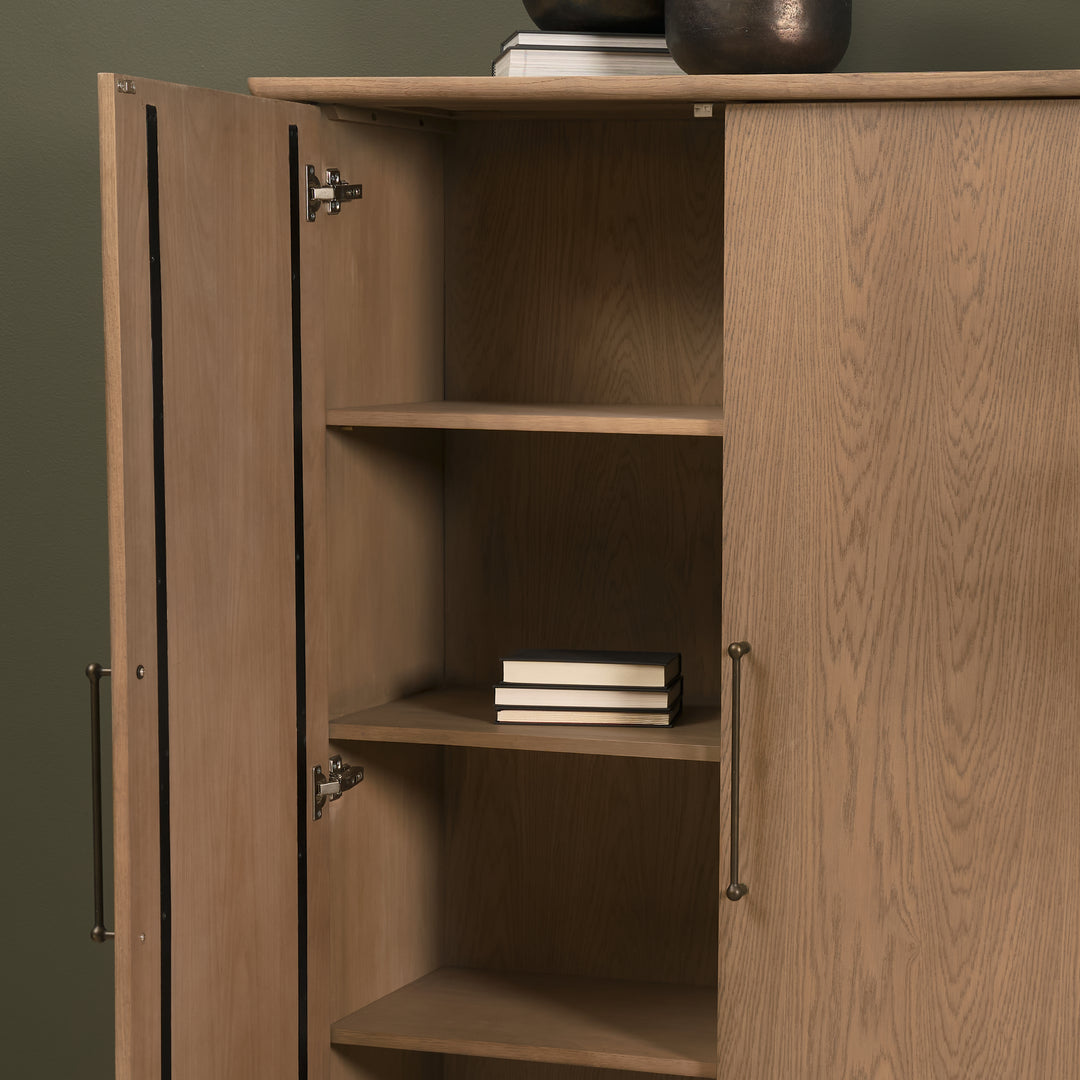 Hollis Gray-Brown Wood Curio Cabinet