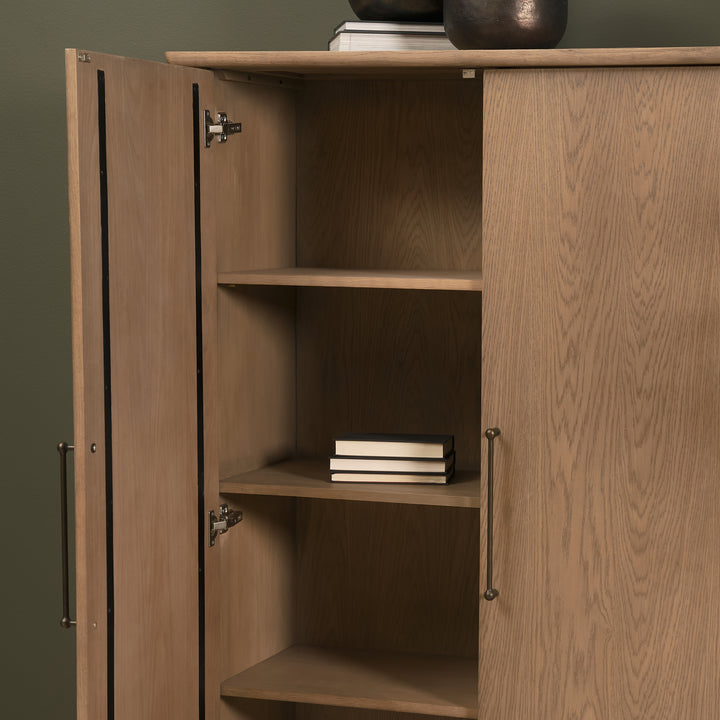 Hollis Gray-Brown Wood Curio Cabinet