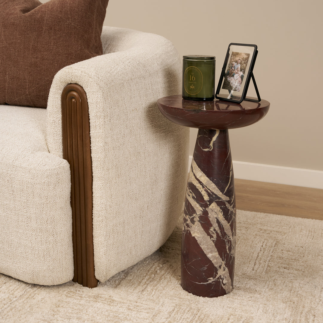 Bellancia Rosso Red Levanto Marble Pedastal Side Table