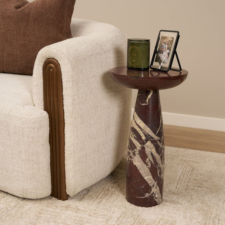 Bellancia Rosso Red Levanto Marble Pedastal Side Table