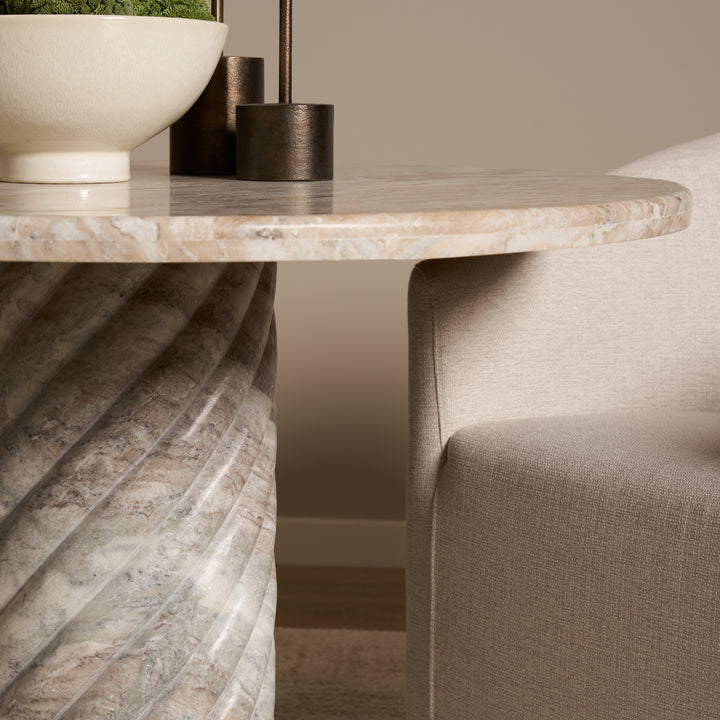 Ravello 42" Pink Marble Swirl Pedestal Base Round Dining Table
