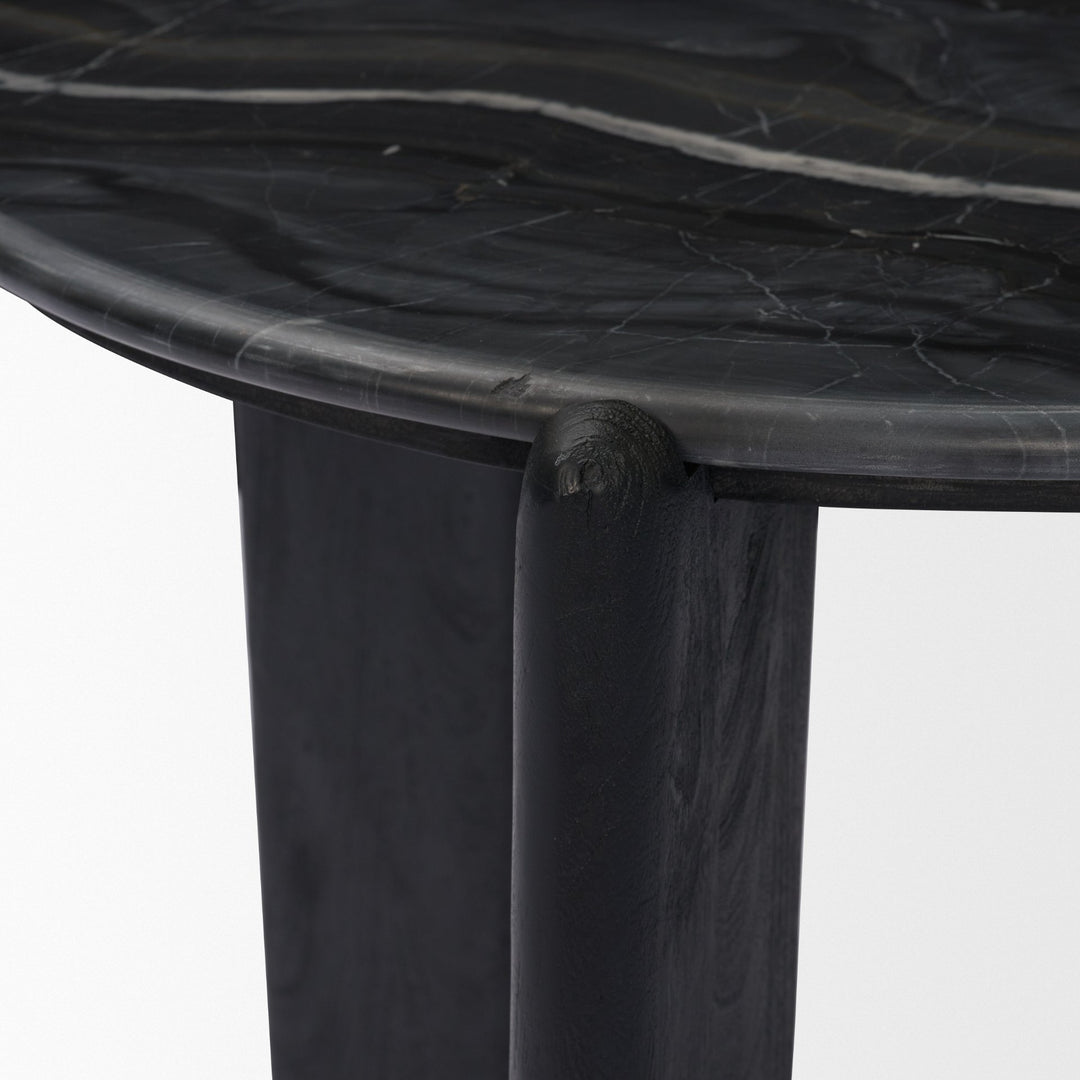 Rumer Black Wood w/ Black Marble Side Table