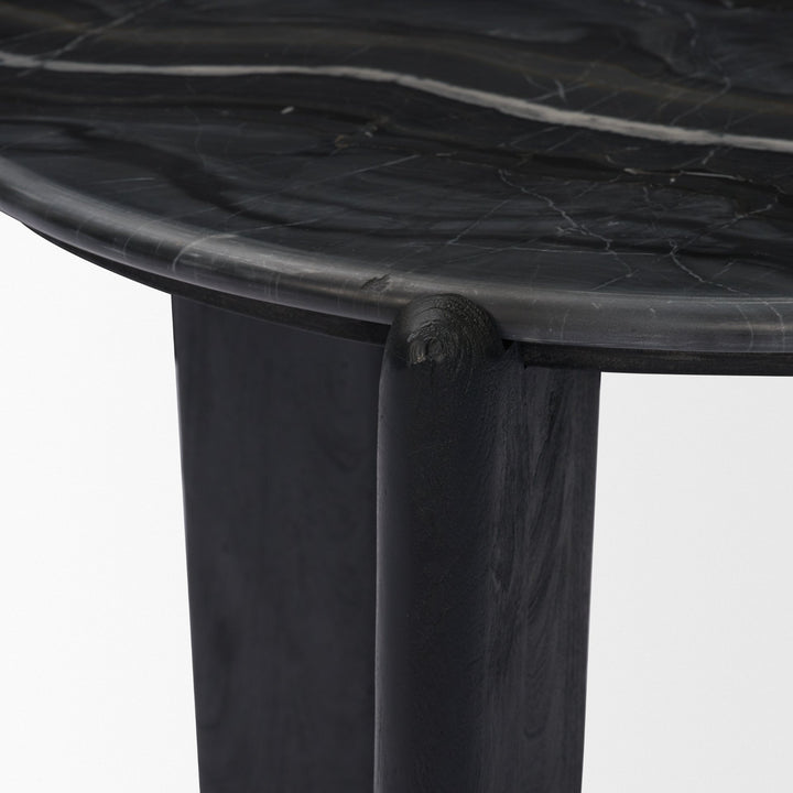Rumer Black Wood w/ Black Marble Side Table
