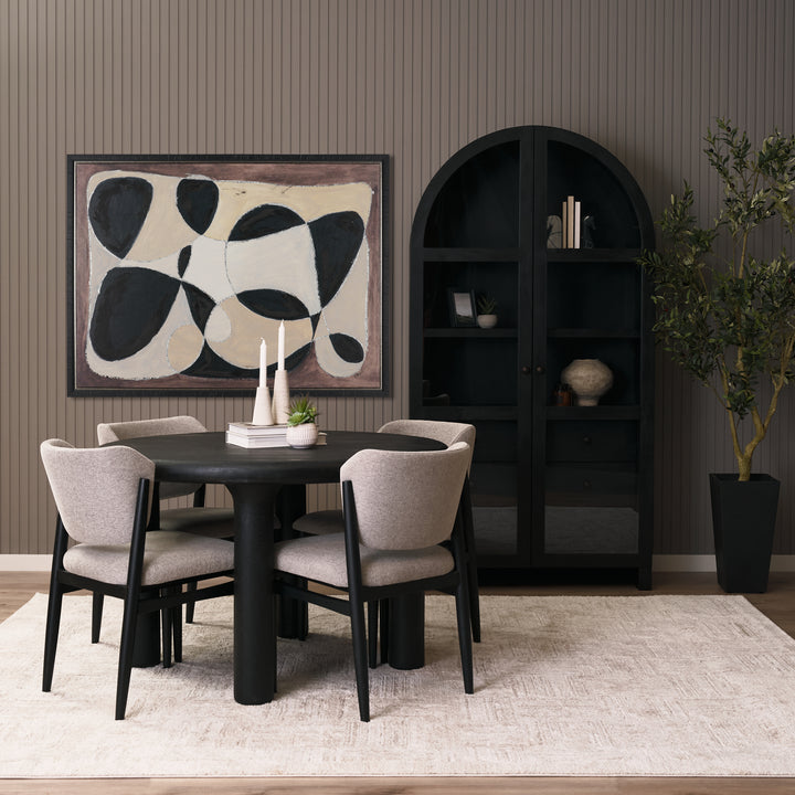 Suri Black Wood W/Glass Doors Arched Curio Cabinet