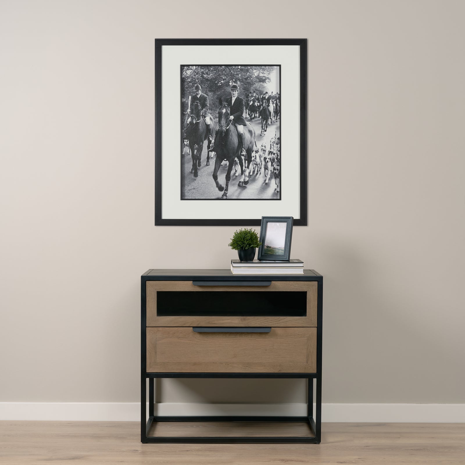 Sloan Light Brown W/ Black Metal Frame Side Table