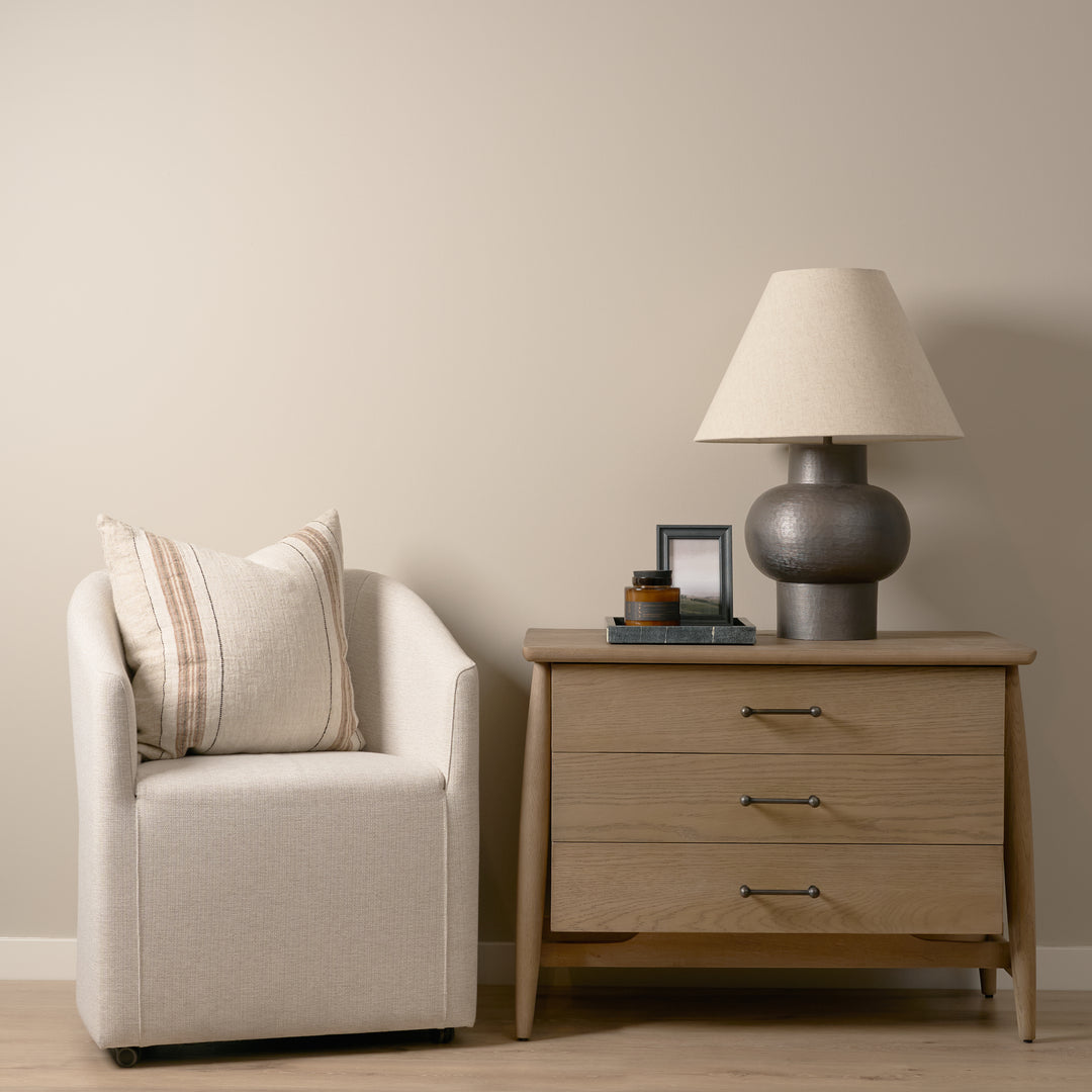 Hollis Gray-Brown Wood 3-Drawer Closed Nightstand