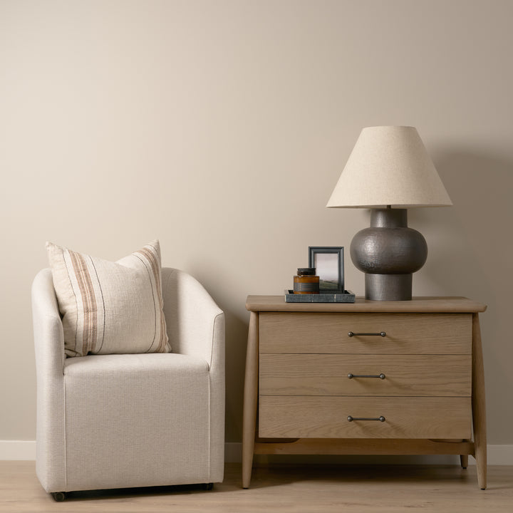 Hollis Gray-Brown Wood 3-Drawer Closed Nightstand
