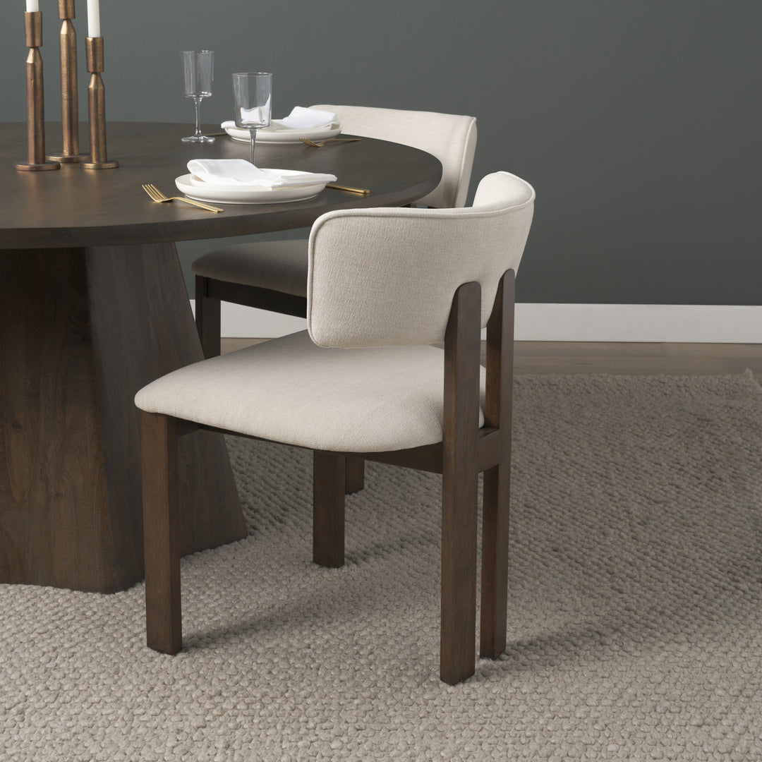 Soho Curved Open Back Cream Chenille Tripod Frame Dining Chair