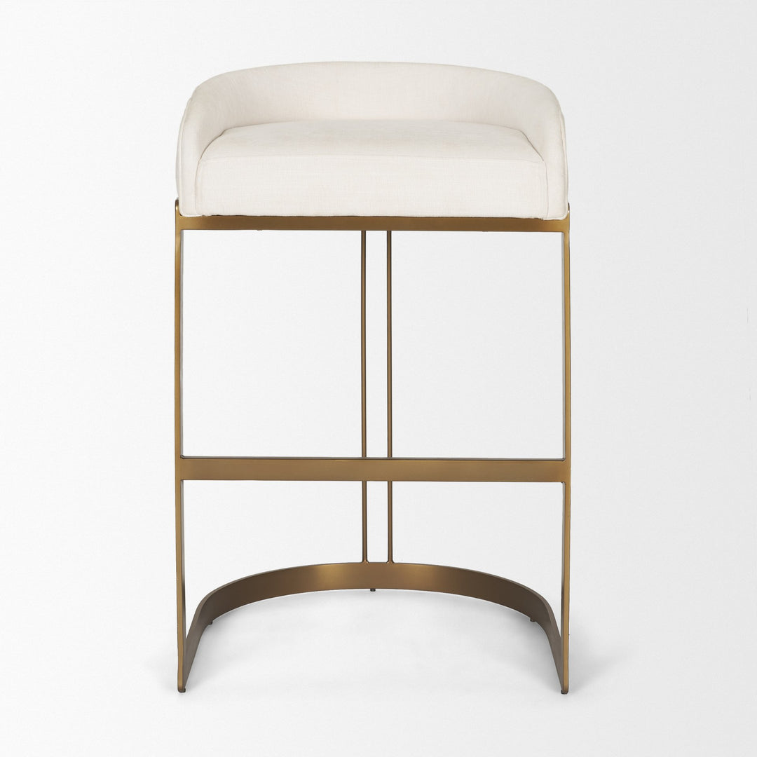 Hollyfield Cream Fabric Seat W/ Gold Metal Base Bar Stool