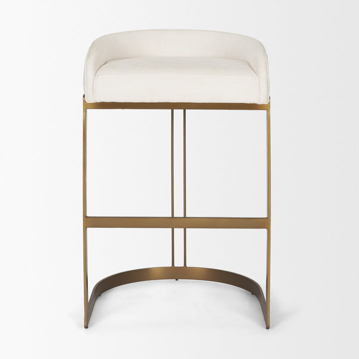 Hollyfield Cream Fabric Seat W/ Gold Metal Base Bar Stool
