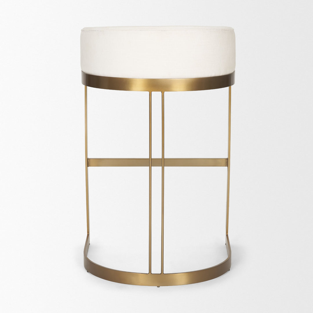 Hollyfield Cream Fabric Seat W/ Gold Metal Base Bar Stool