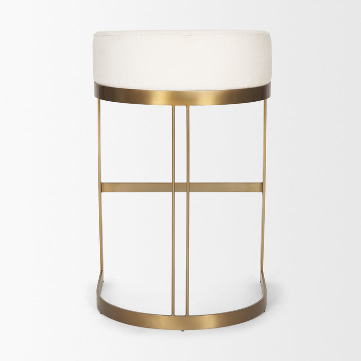 Hollyfield Cream Fabric Seat W/ Gold Metal Base Bar Stool