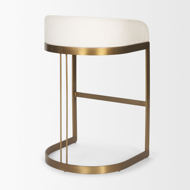 Hollyfield Cream Fabric Seat W/ Gold Metal Base Bar Stool