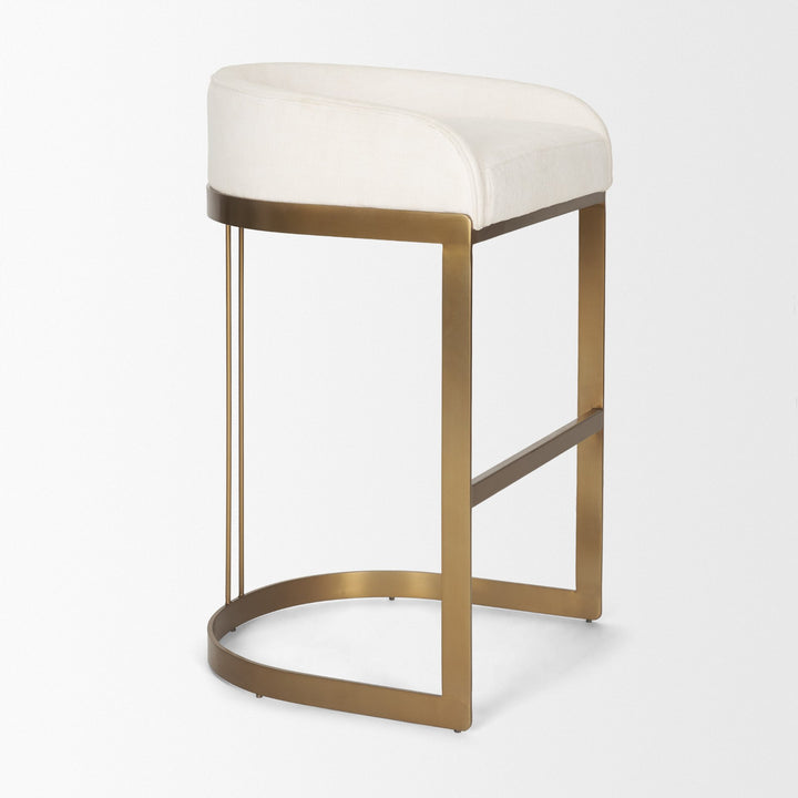 Hollyfield Cream Fabric Seat W/ Gold Metal Base Bar Stool