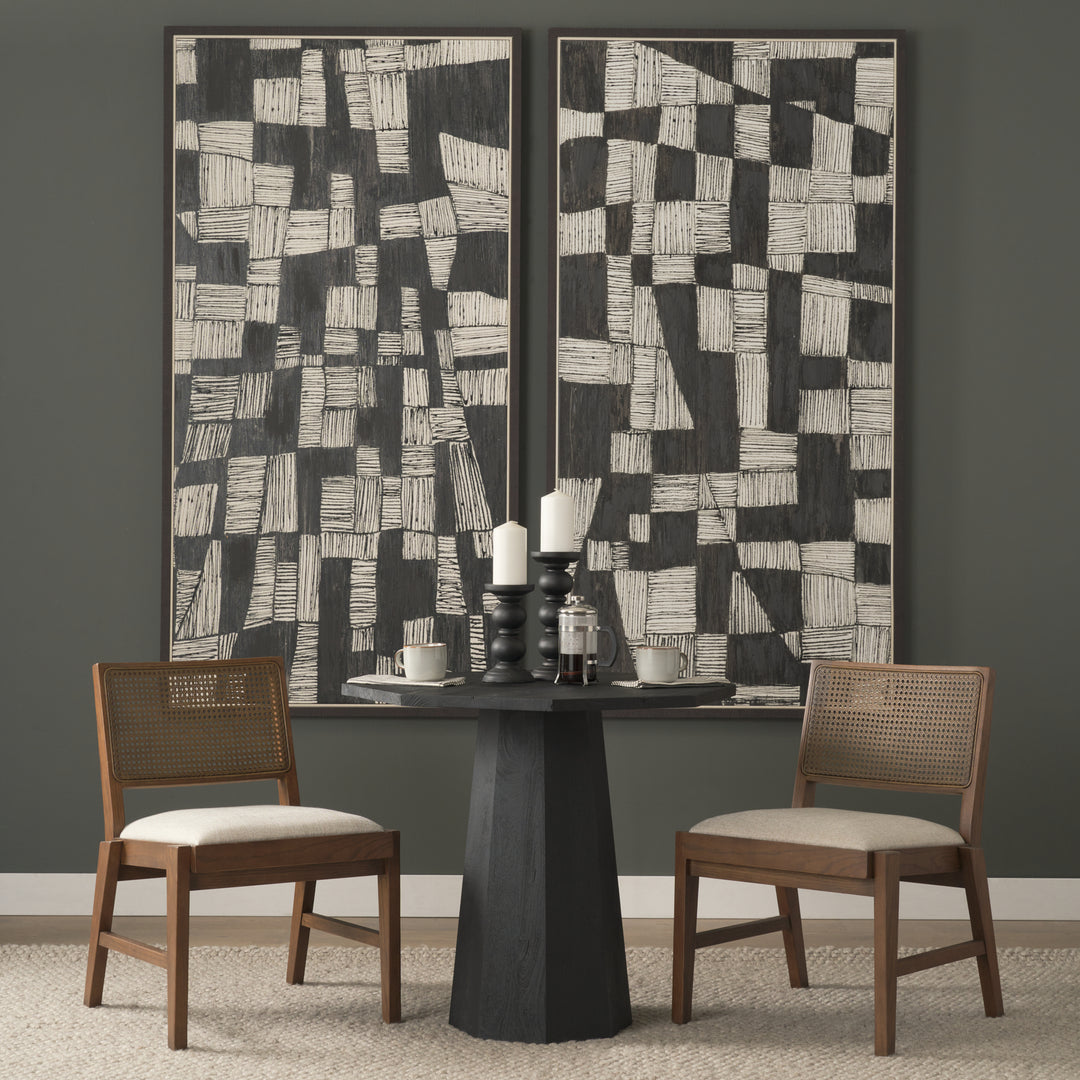 Reid Framed Brown Cane Cream Fabric Dining Chair