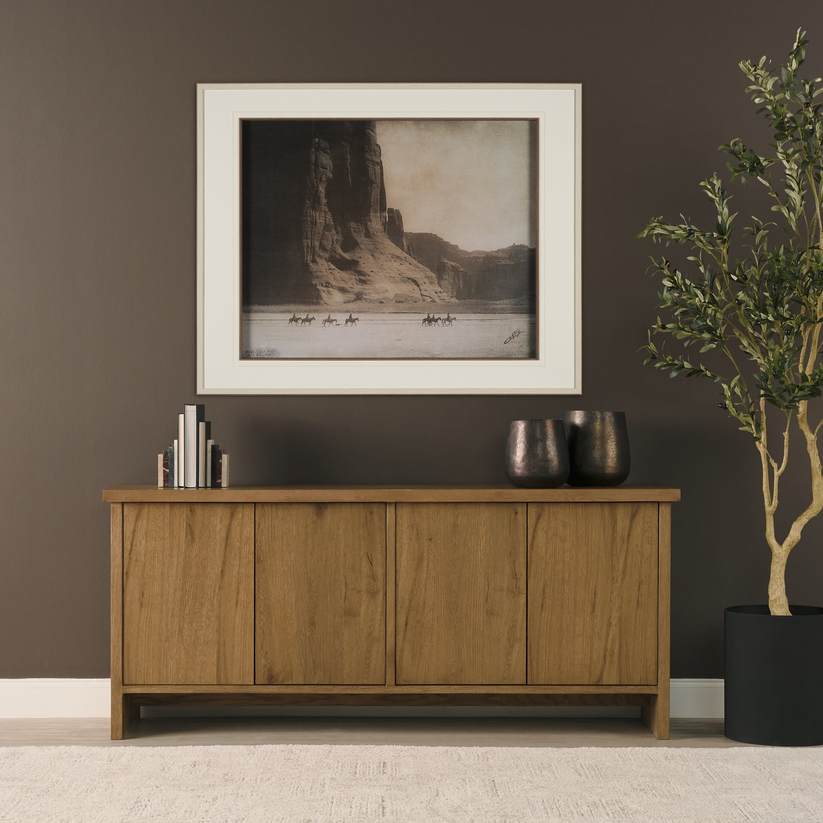 Alcott Brown Wood 4 Door Closed Sideboard
