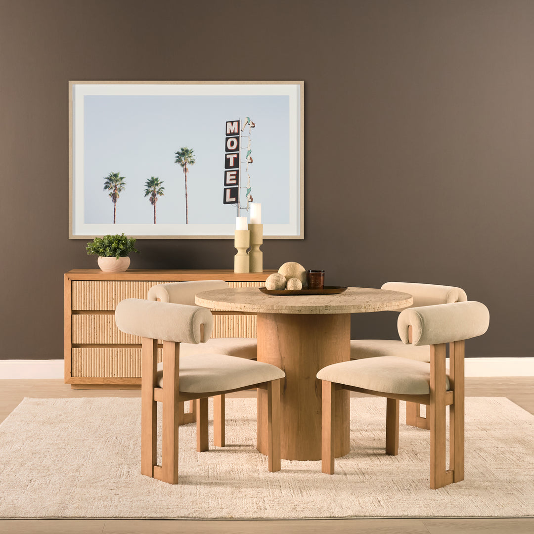 Siena 42" Round Travertine Pedestal Dining Table