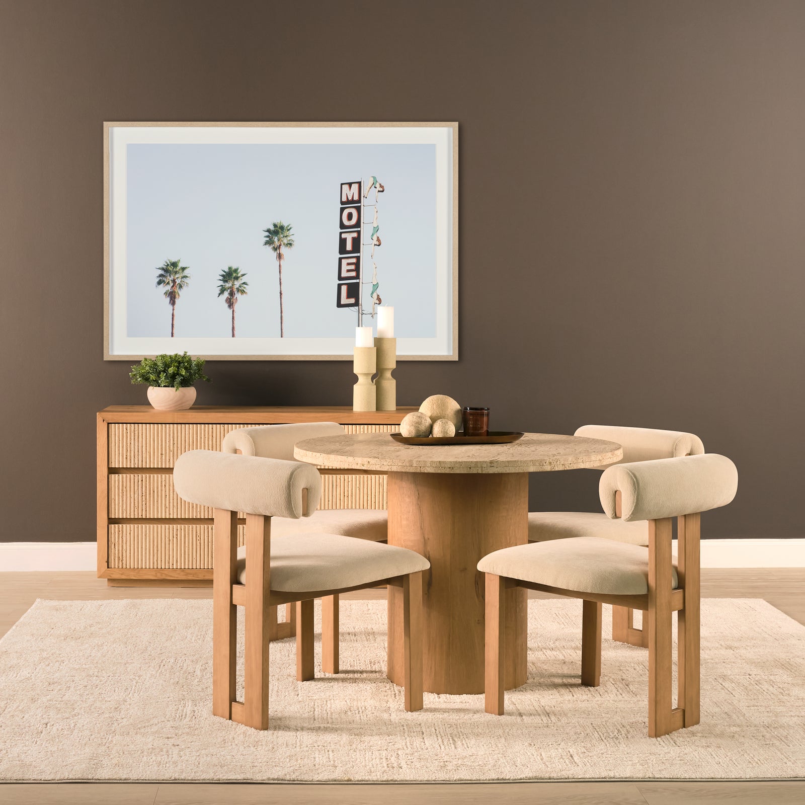 Siena 42" Round Travertine Pedestal Dining Table