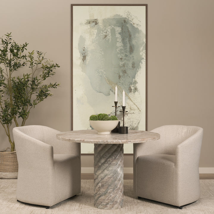 Ravello 42" Pink Marble Swirl Pedestal Base Round Dining Table