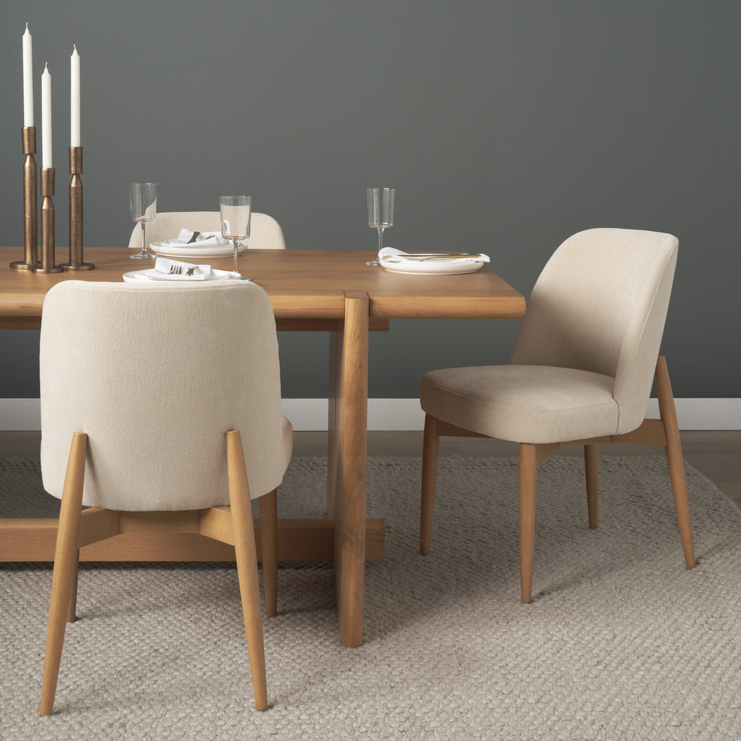 Abbie Curved Back Oatmeal Fabric Dining Side Chair