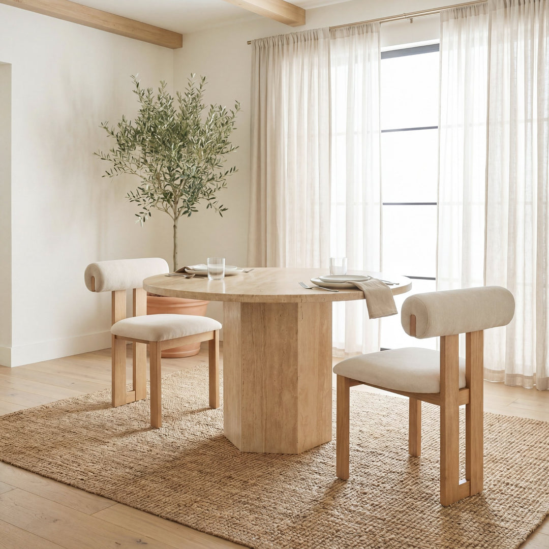 Tribeca Curve Open Back Cream Chenille Tripod Frame Dining Chair