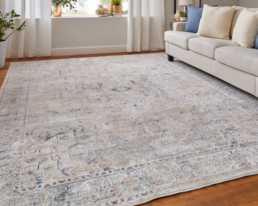 Rectangle/5' x 7'6"/Beige/Blue