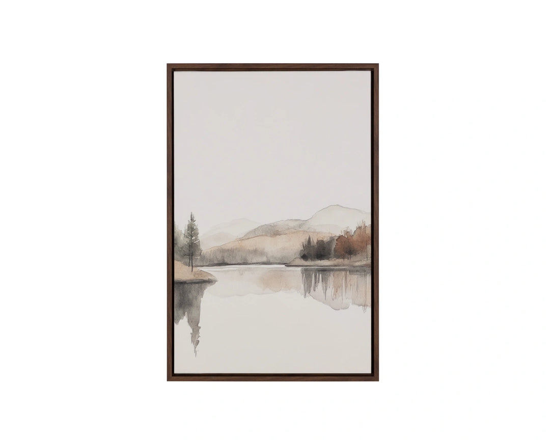 Silent Lake I - 20" X 30" - Brown Floater Frame