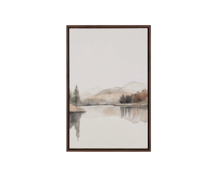Silent Lake I - 20" X 30" - Brown Floater Frame