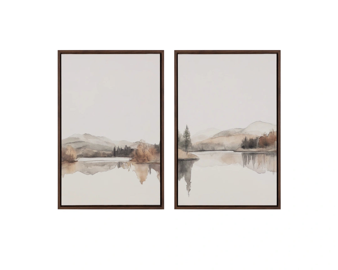Silent Lake I - 20" X 30" - Brown Floater Frame