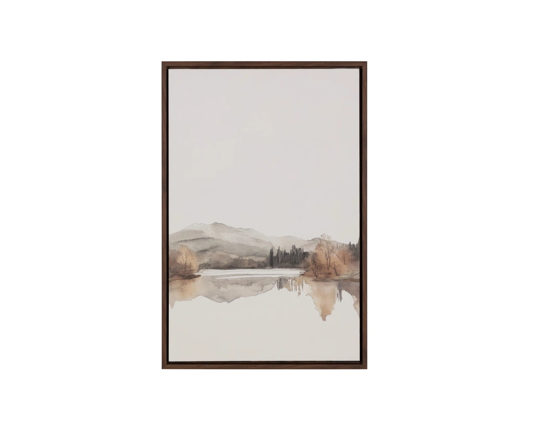 Silent Lake II - 20" X 30" - Brown Floater Frame