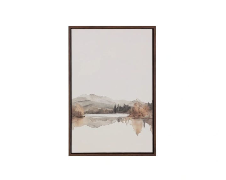 Silent Lake II - 20" X 30" - Brown Floater Frame