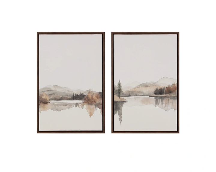 Silent Lake II - 20" X 30" - Brown Floater Frame